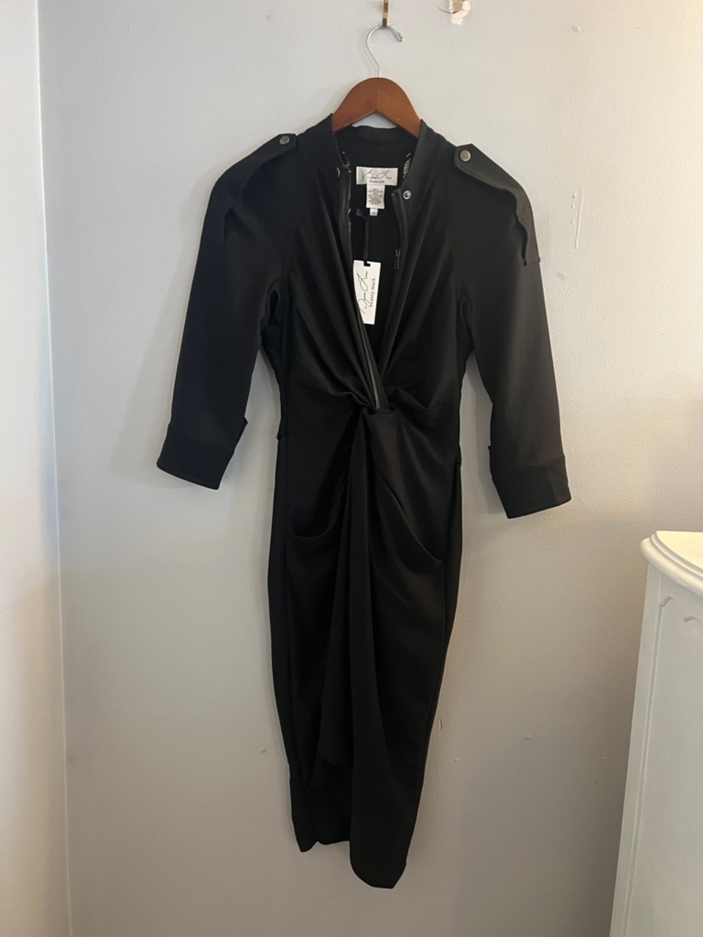 BYRON LARS- zip front black dress sz -2 NWT